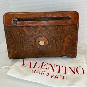 Valentino Garavani Vintage Paisley Leather Clutch W/ Dustbag